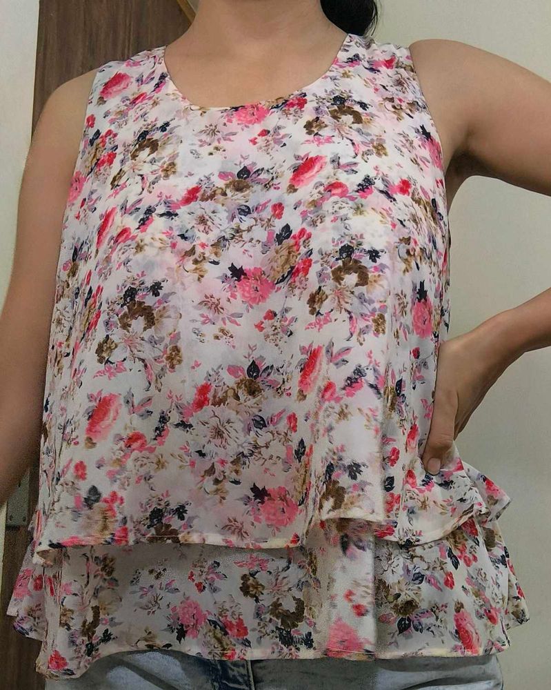Floral Pink Flowy Top