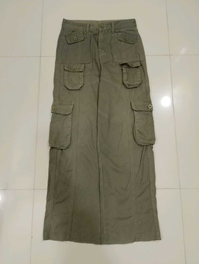 Vintage Olive Green Baggy Cargo Pants