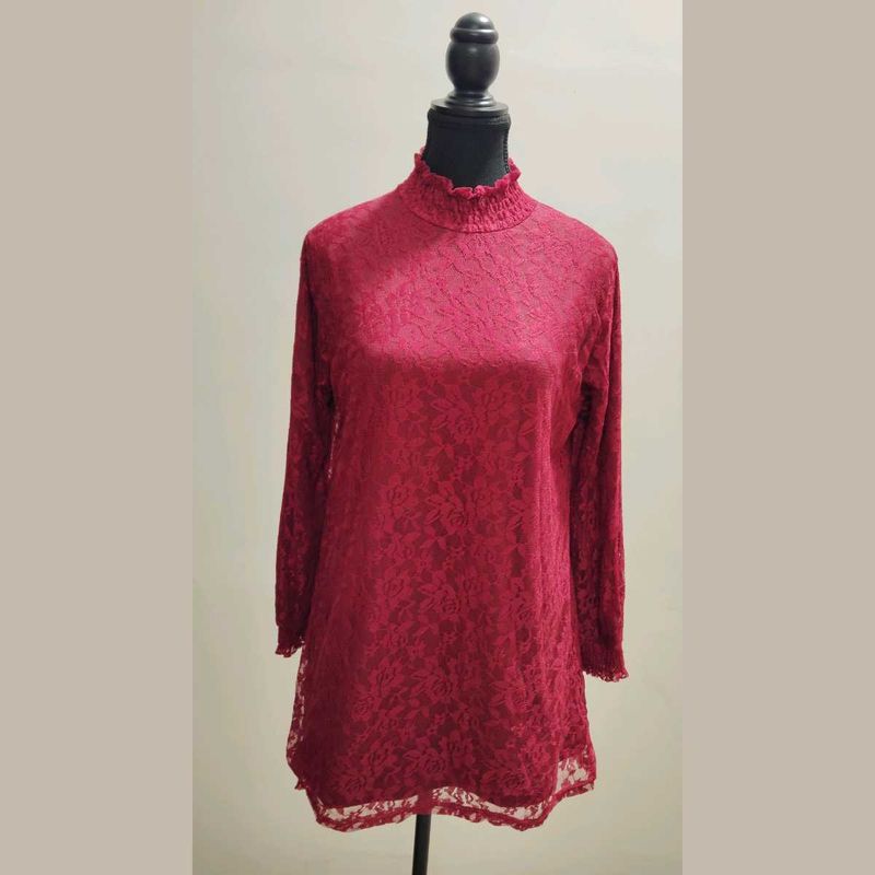 Maroon Lace Long Sleeve Top
