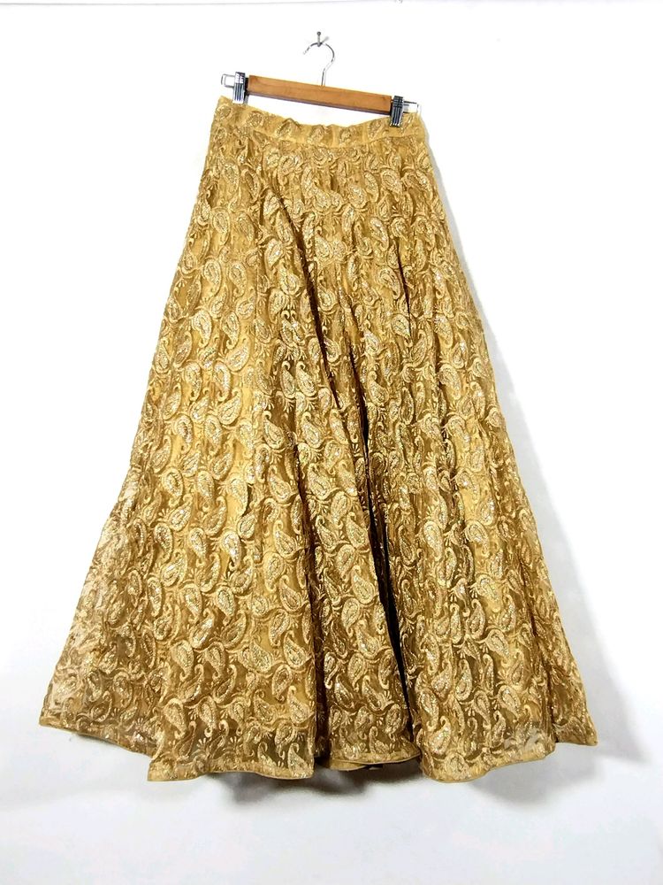 Cream Embroidery Ethnic Skirt (Women)