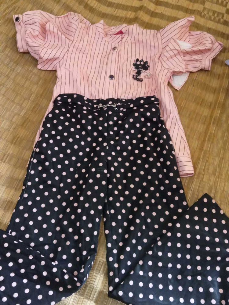 Girls&#39; Striped Top &amp; Polka Dot Pants