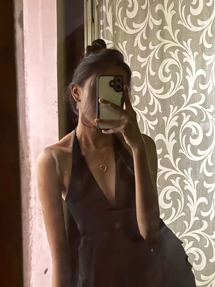 Mini Black Halter Neck Dress