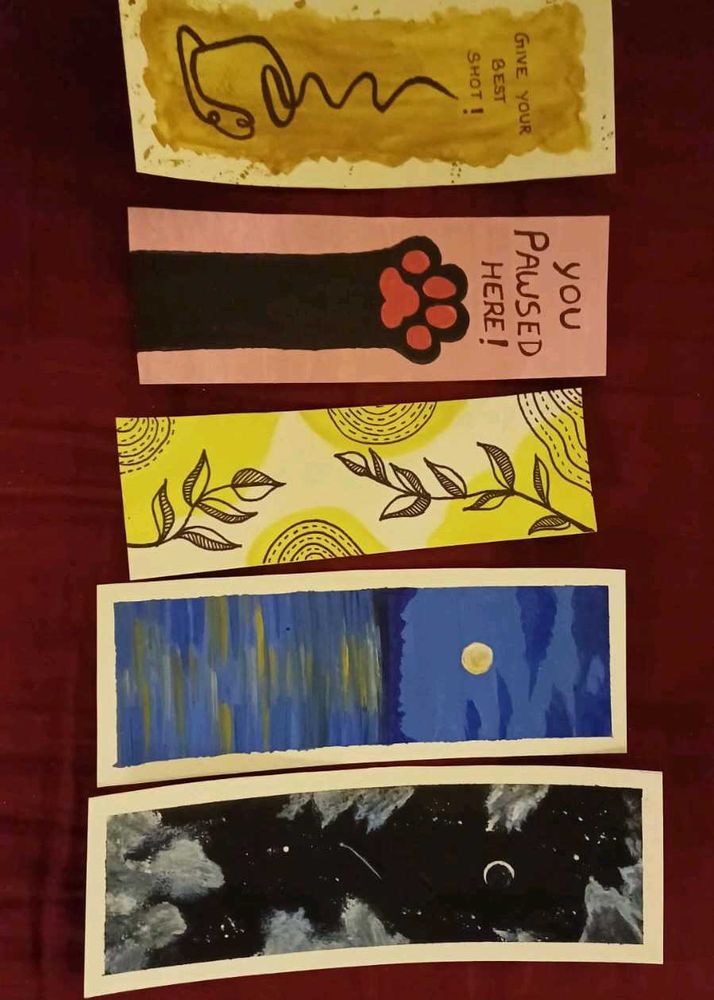 Handmade Bookmarks - Art Designs( Set of 5)