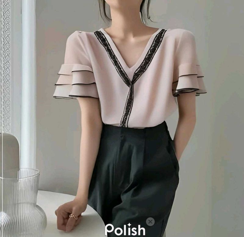 New With Tag Korean Elegant V-Neck Top
