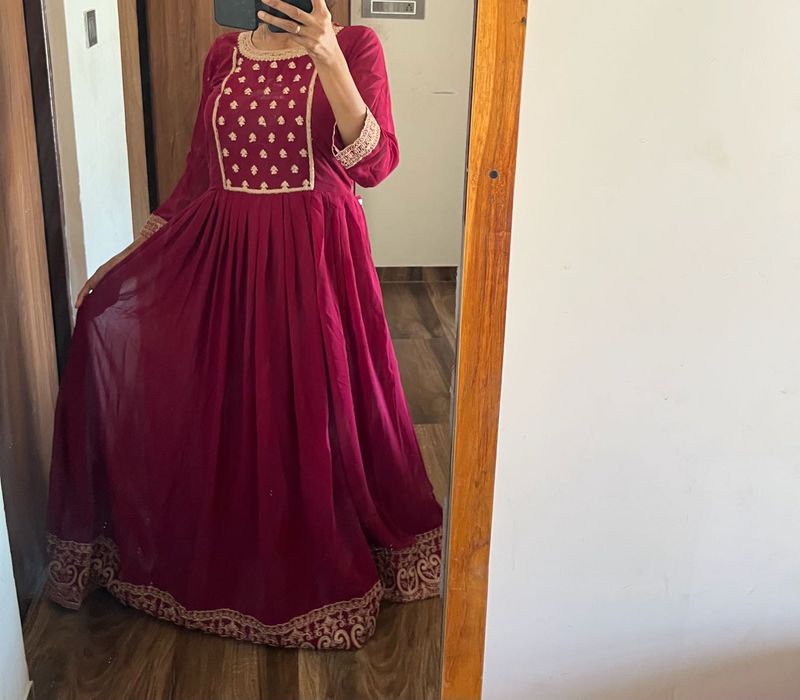 Beautiful Royal Pink Heavy Work Gown