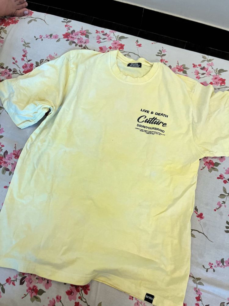 Bershka Yellow New Over Sized Tshirt