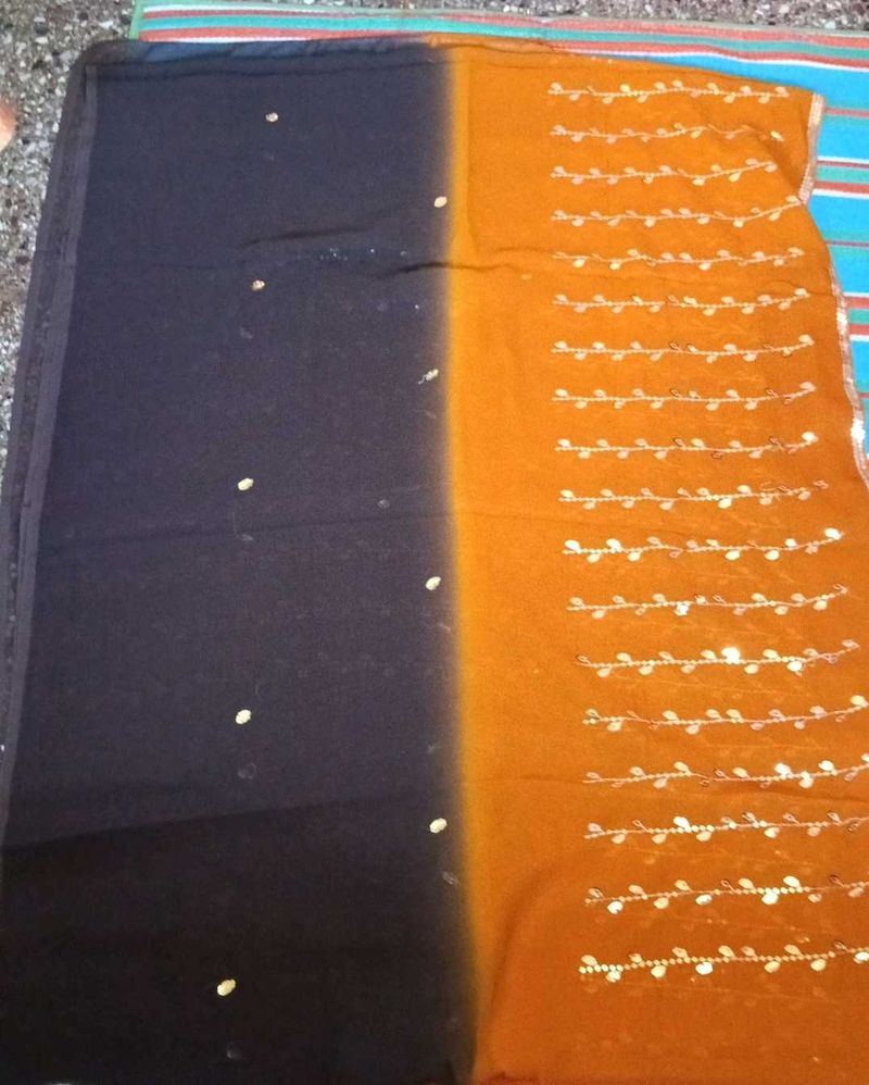 Elegant Brown &amp; Black Saree