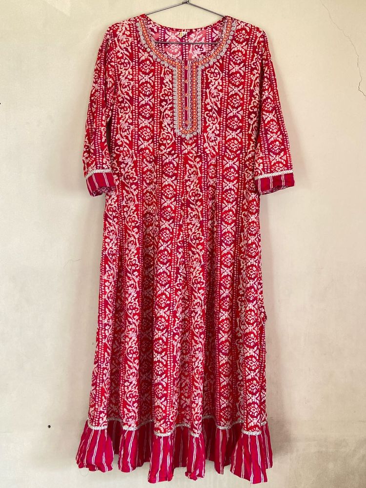 Red &amp; White Ethnic Kurti