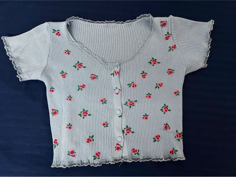 Blue Crop Top Free Size