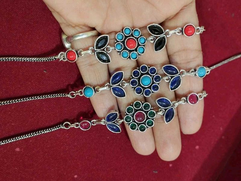Colorful Stone Floral Charm Anklets