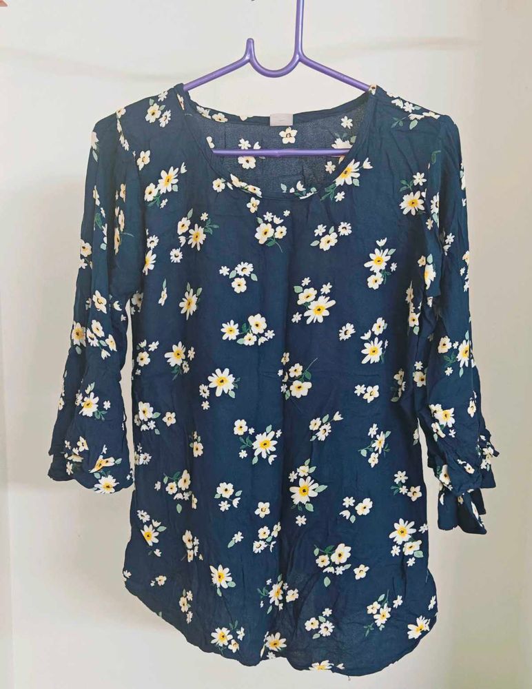 Floral Navy Blue Top