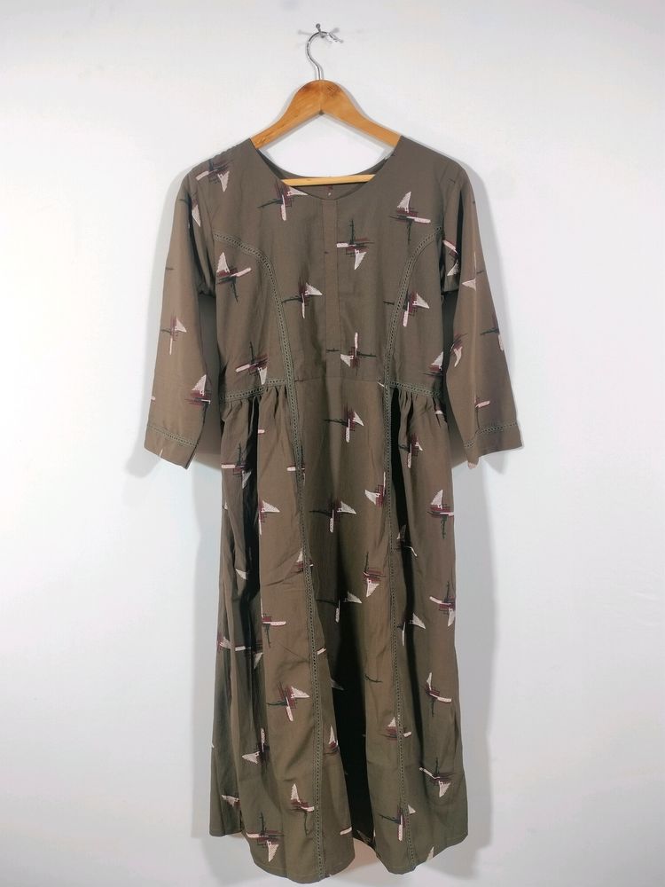 Coffee Brown Printed Casual Kurta (Women&#39;s)