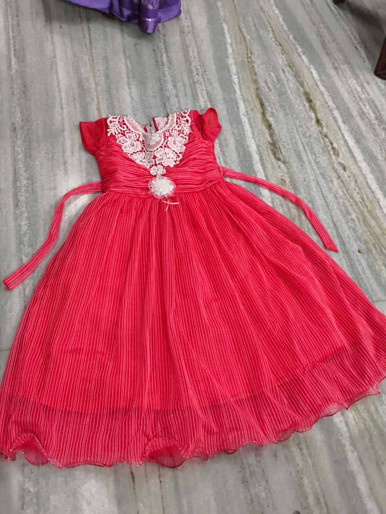 Red Dress with Lace Detail