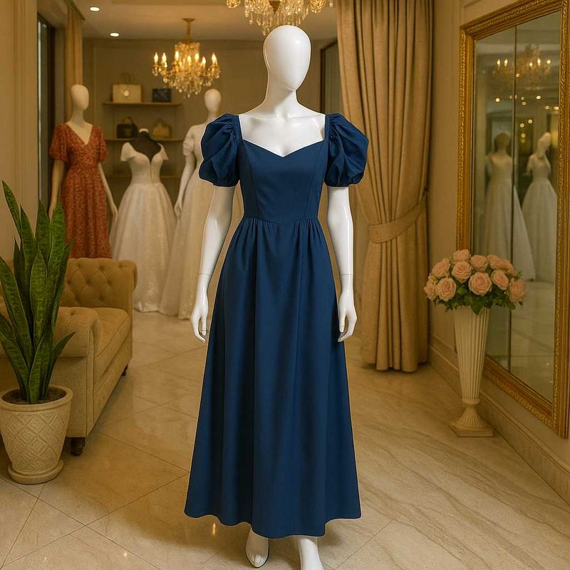 Elegant Navy Blue Midi Dress