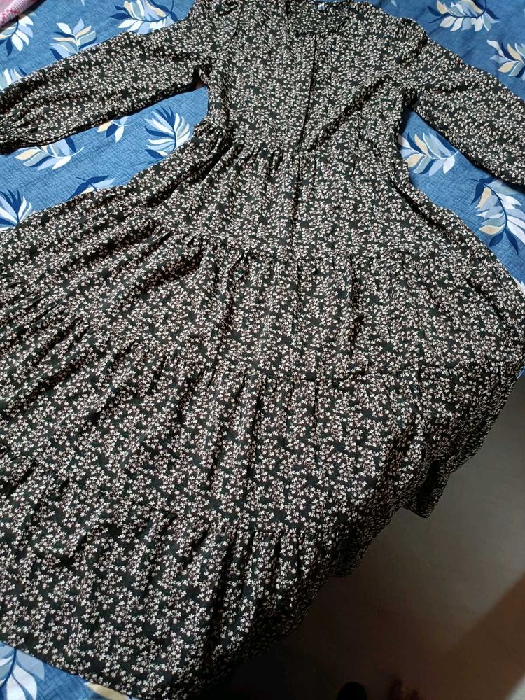 BROWN FLORAL MAXI DRESS