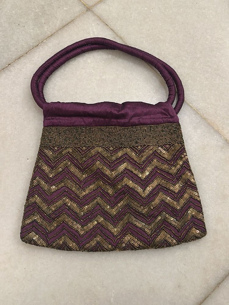 Vintage Purple &amp; Gold Sequin Handbag