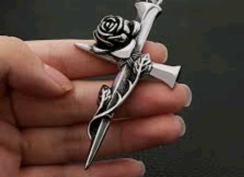 Vintage Rose Cross Necklace
