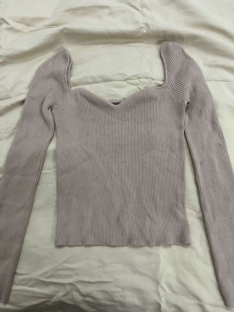 Shein Ribbed Knit Long Sleeve Top