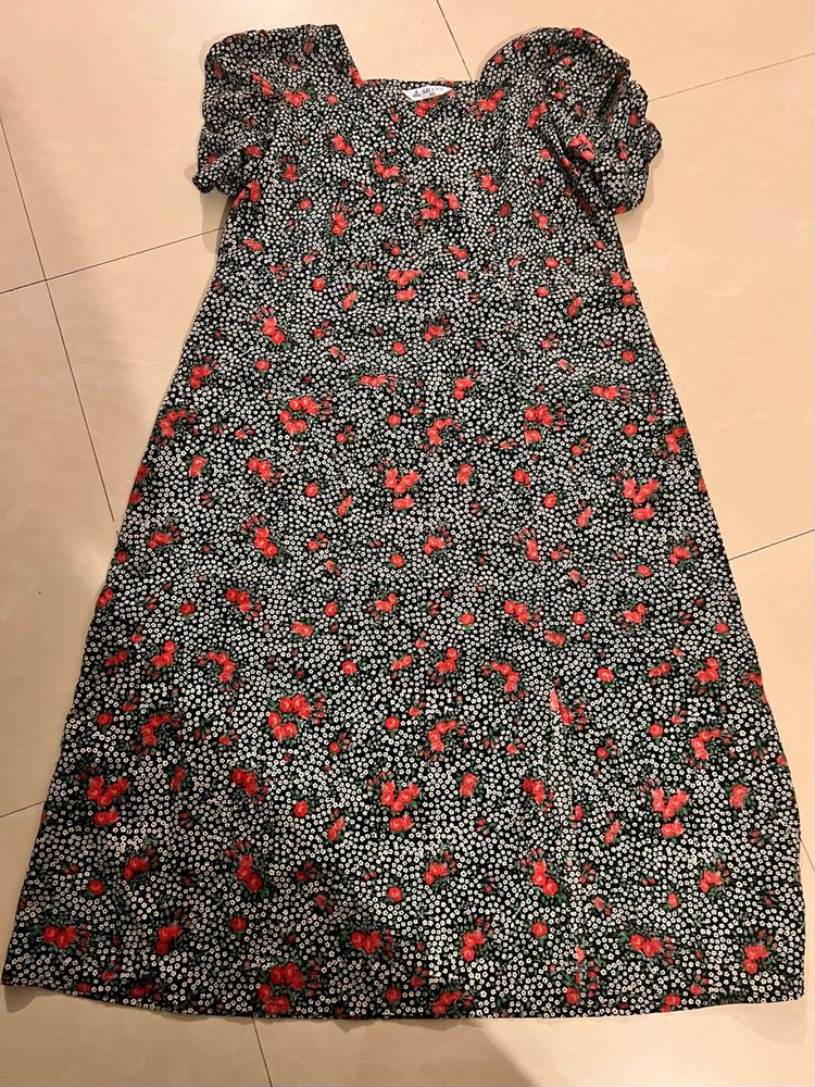 Black Red Floral Dress