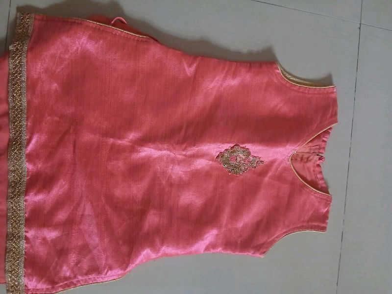 Girls&#39; Pink &amp; Gold Indian Top