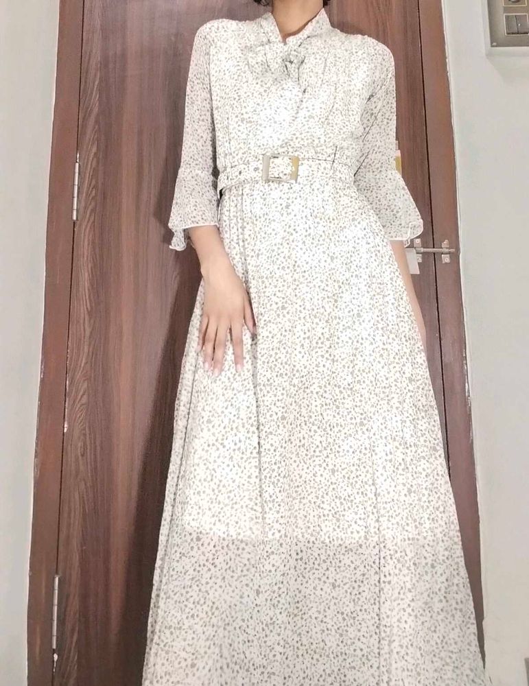 Vintage Floral Print Maxi Dress