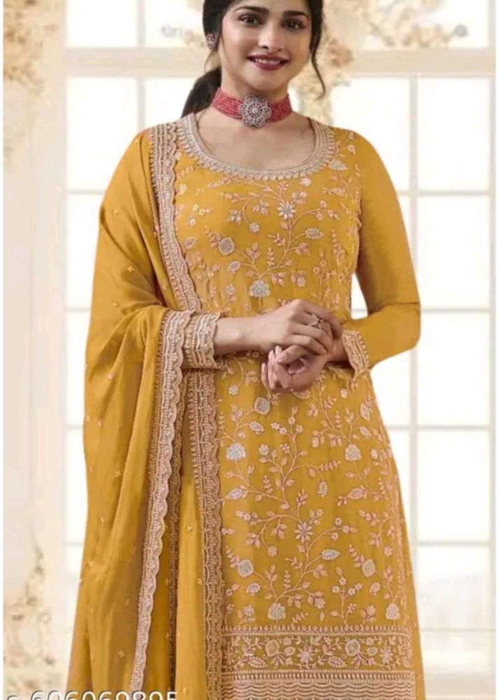 Elegant Yellow Embroidered Suit