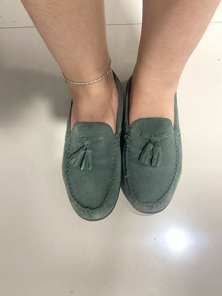 Green Suede Loafers