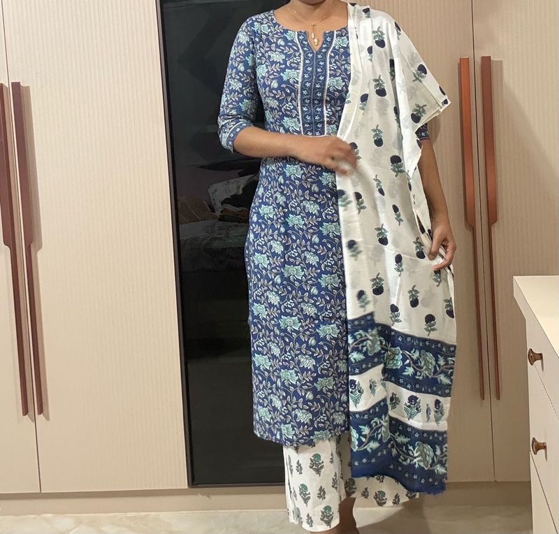 Blue Floral Kurta Set