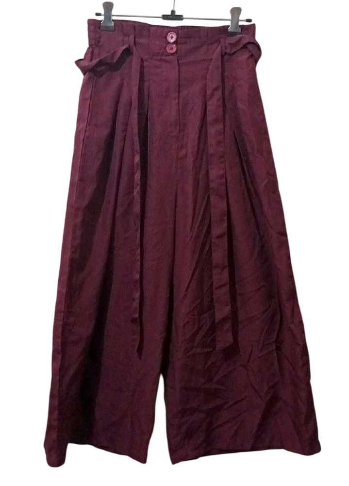 Burgundy Wide Leg Pants