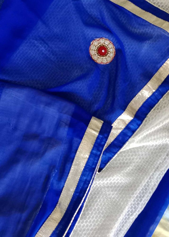 Elegant Blue &amp; creamy Saree