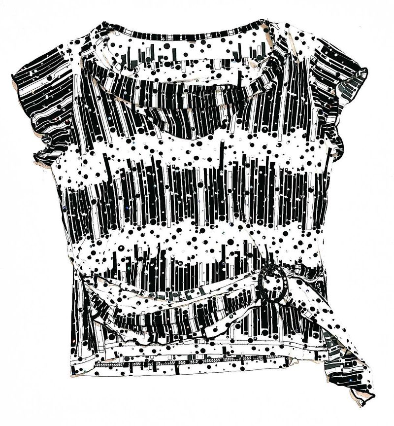 Abstract Black And White Top (with Belt + Stripes)
