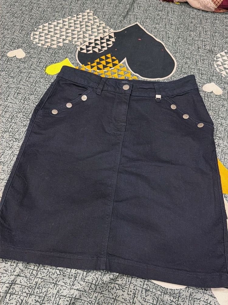 Navy Blue Straight Skirt
