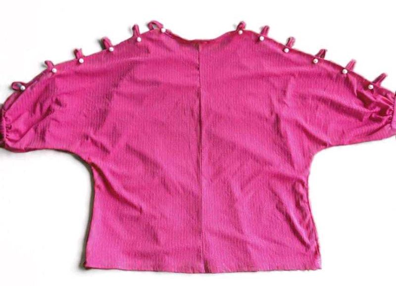Pink Tie-Sleeve Top