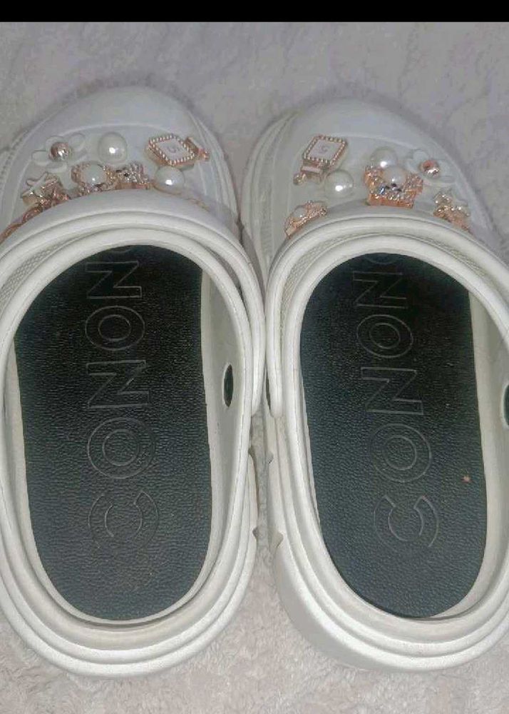 Decorated White Clogs