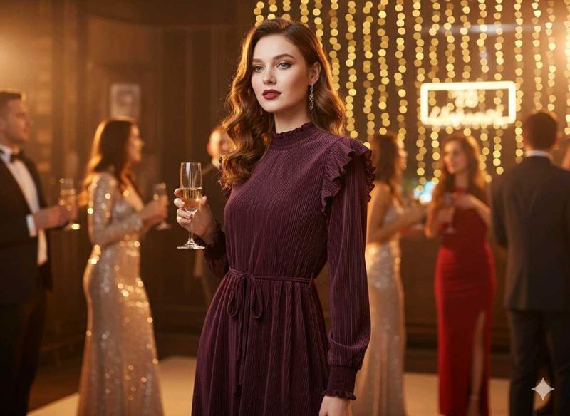 Elegant Pleated Midi Dress🎀🤌