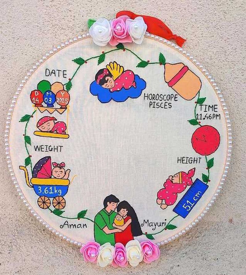 baby Welcome Footprint Embroidery Hoop