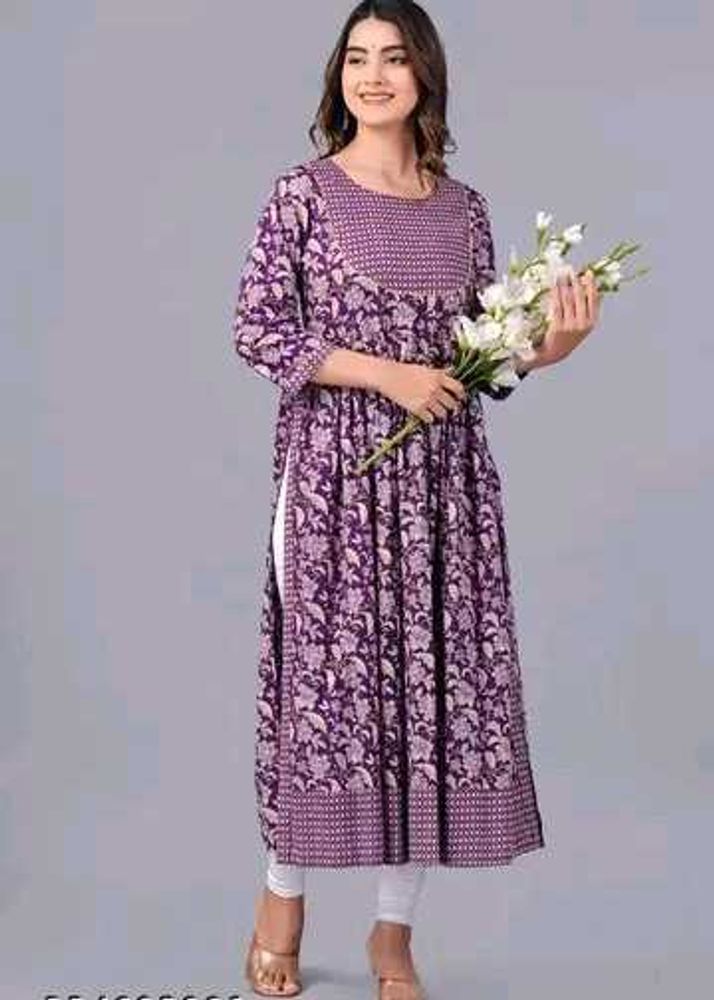 Purple Floral Print Kurti