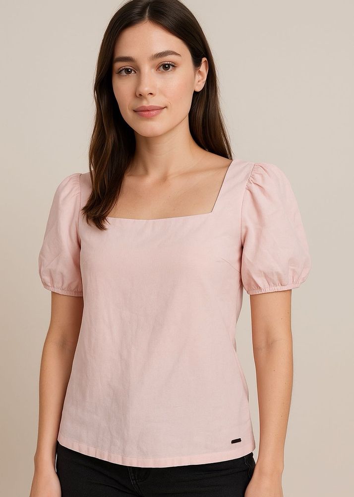 Straight Light Pink Cotton Top