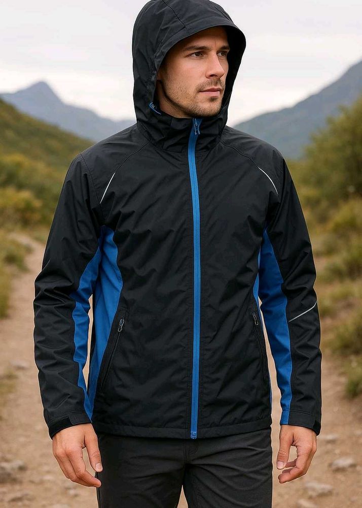 Men&#39;s Black &amp; Blue Rain Jacket