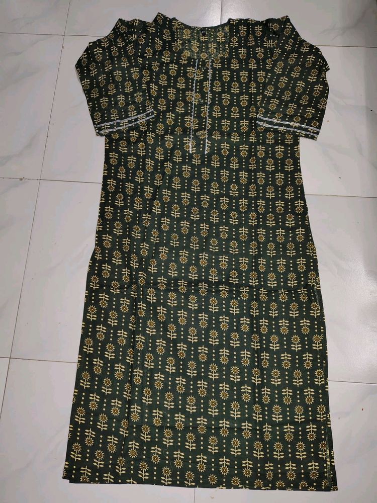 Green Printed Kurta