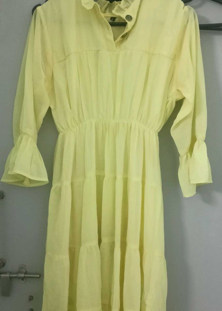 Tiered Yellow Casual Dress