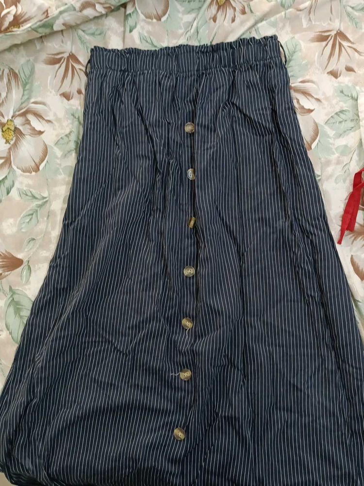 Striped Button-Down Skirt