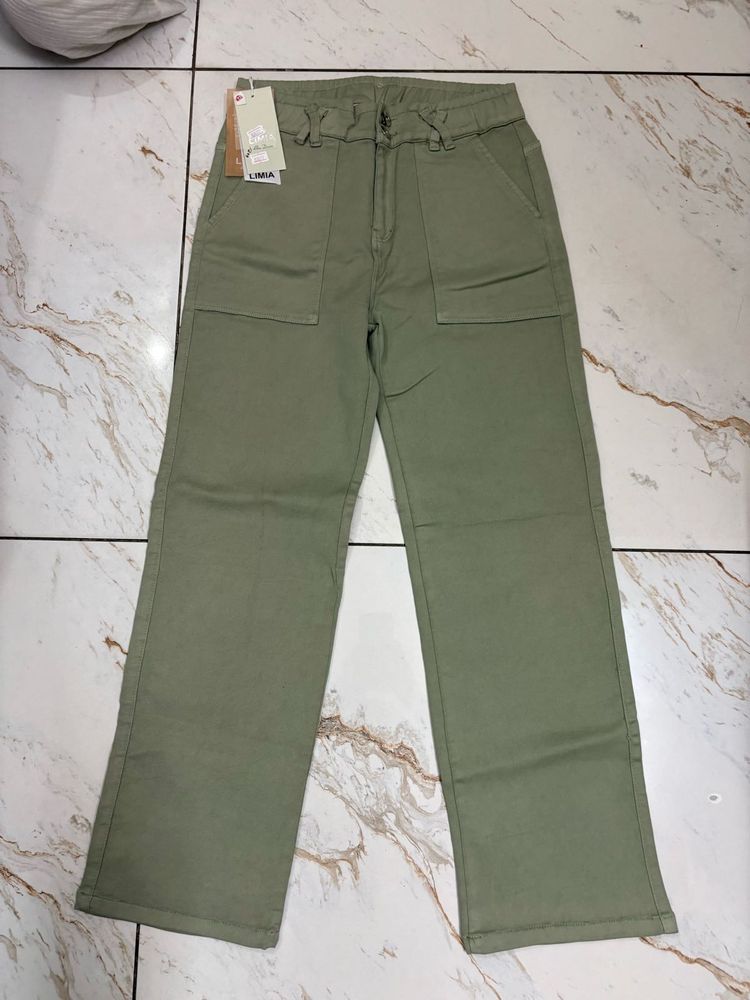 Olive Green Straight Leg Pants
