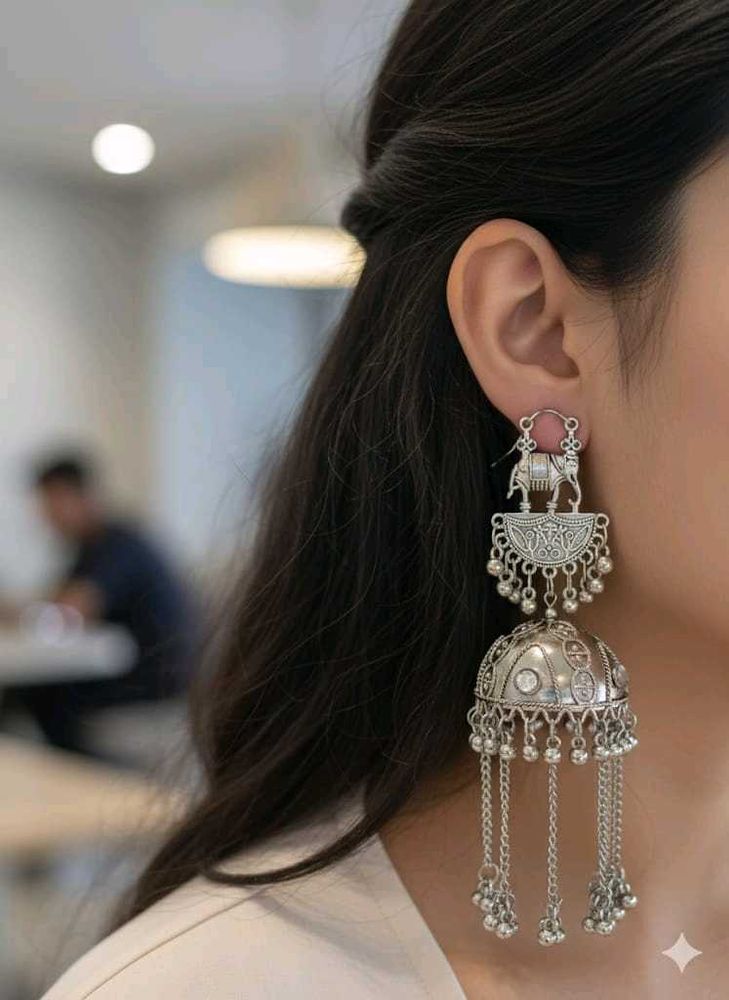 Combo of 2 oxidised earrings jhumka