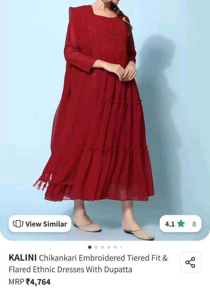 Elegant Red Anarkali Kurta Set