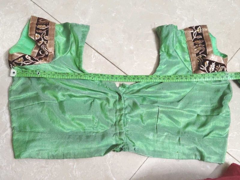 Green Sari Blouse with Embroidery