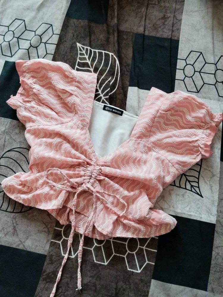 Pink Ruched Crop Top