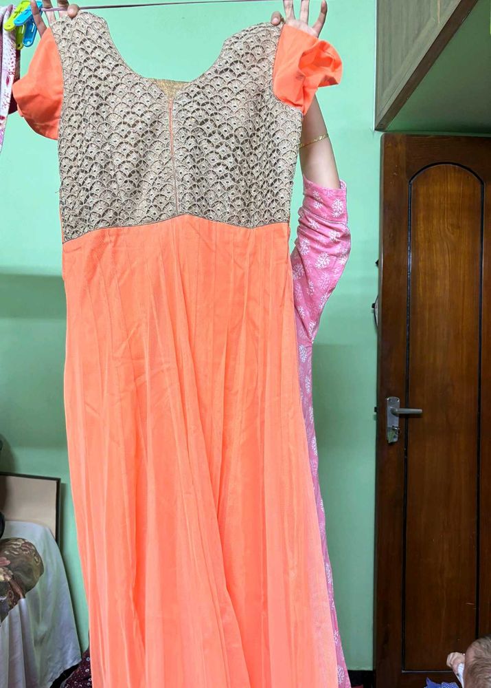 Coral Anarkali Dress Set
