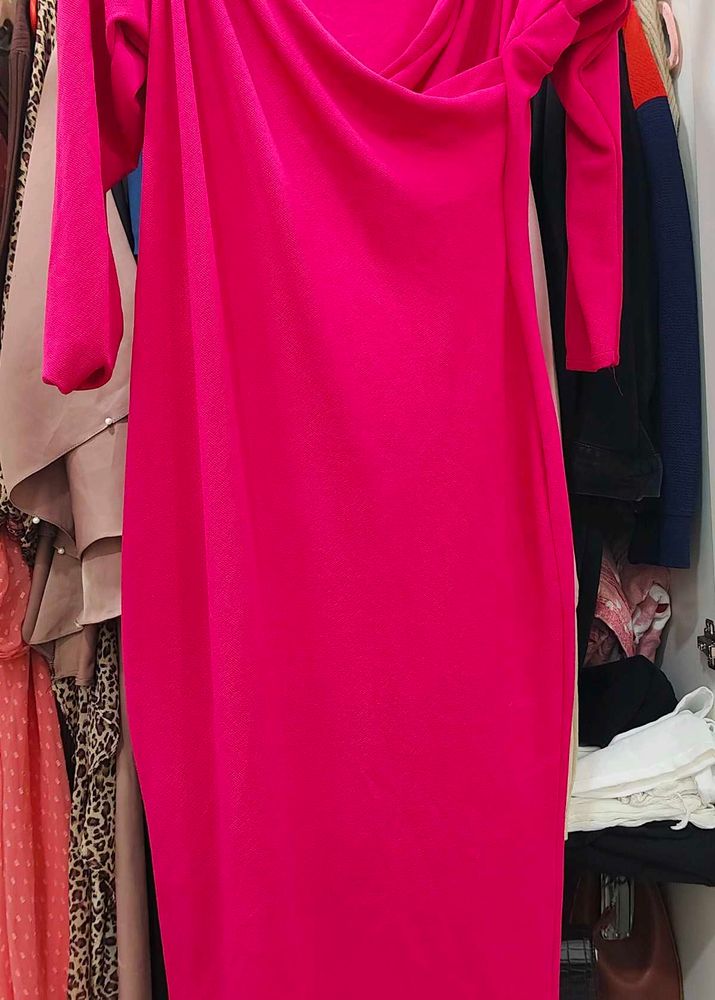 Hot Pink Midi Dress