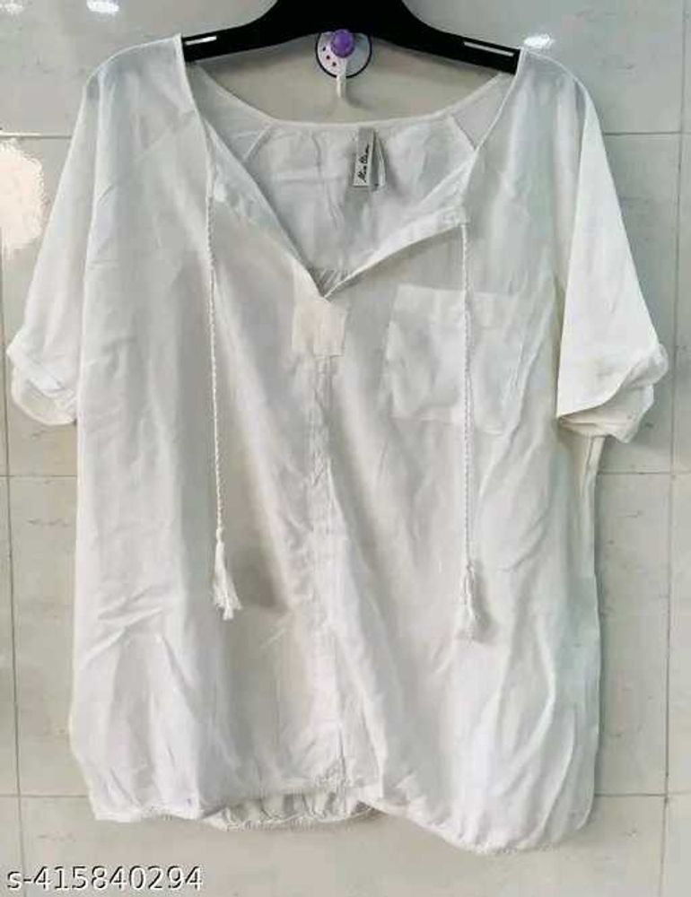 White Tassel Tie Top